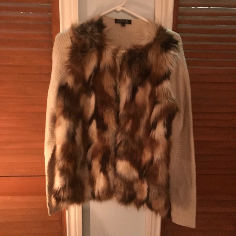 Charlie B faux fur sweater NWOT